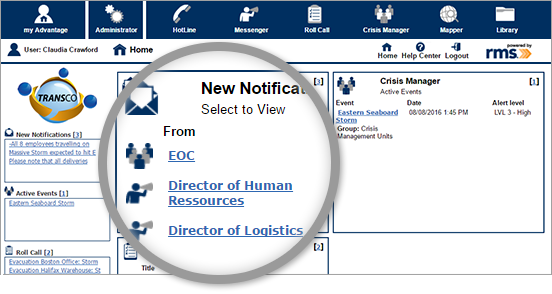 screenshot of ERMS Advantage